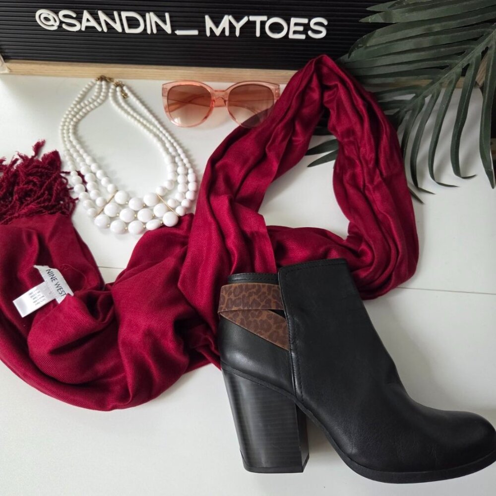 Nine West I Maroon Long 80" fringe to fringe Pashmina Scarf NWOT